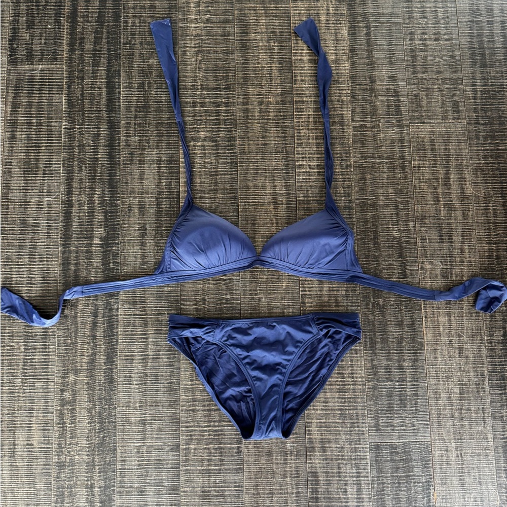 Tommy Bahama Deep Blue Two-Piece Bikini Set Top XL Bottoms L